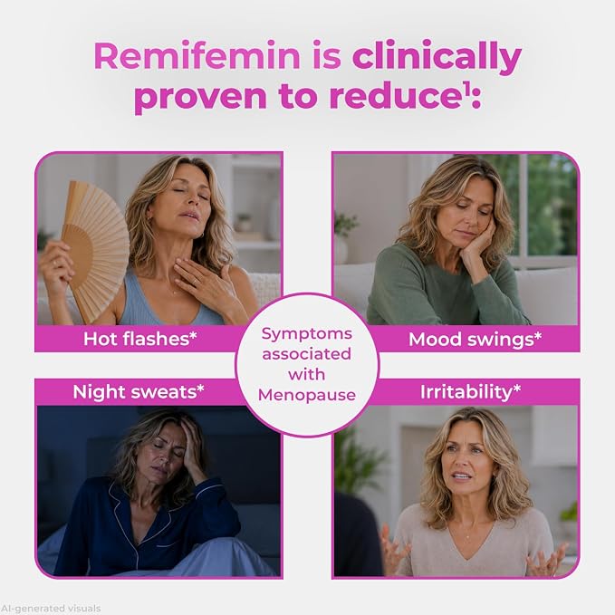 Remifemin Menopause Symptoms Relief - Clinically Proven Ingredients - Menopause Supplements - Black Cohosh - Estrogen-Free - Made in Germany - 60 Tablets