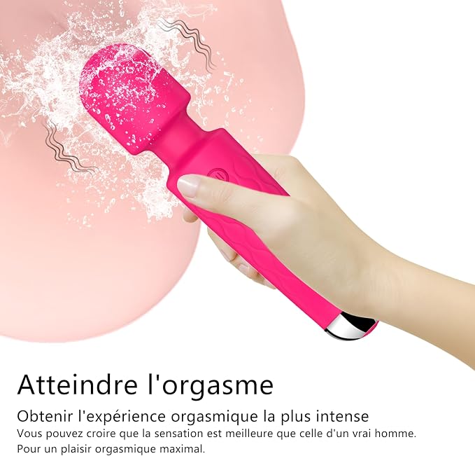 Vibrator Wand,Adult Sex Toy Wand, G Spot Dildo, Clit Vibrator, Sex Vibrators,Clitoris Stimulation,with 8 Speeds & 20 Patterns,Fully Waterproof,Vibrating Wand for her Pleasure (Rose Red)