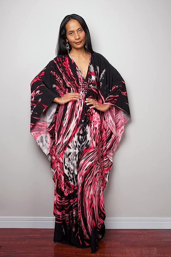 Venasha Womens Caftan Floral Print Kaftan Dress Short Sleeve Swimsuit Cover up Loungewear for Summer