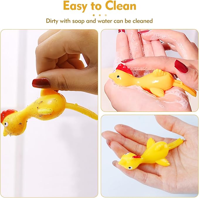 16Pcs Rubber Chicken Slingshot Finger Chicken Flying Chicken Slingshot Gag Toys, Flickin Chicken Game for Novelty Party Favors, Easter, Christmas, Birthday Goodie Bag Stocking Stuffers