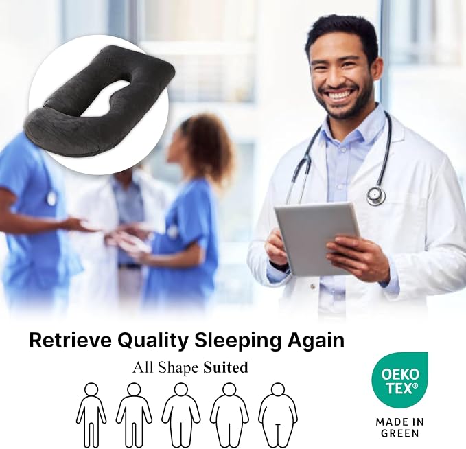 ALLOPERA 57 Inch Pregnancy Pillow for Sleeping, Full Body Support Pillow with Removable Washable Cover for Maternity Comfort, Black Grey Velvet Cover