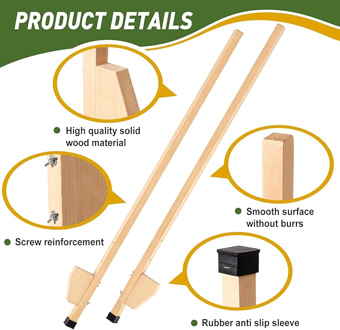 DoubleFill 1 Pair Wood Stilts for Kids 8-12 Kids Stilts 57.5 Inch with Smooth Coating, Highly Adjustable, Outdoor Toys for Children Adults