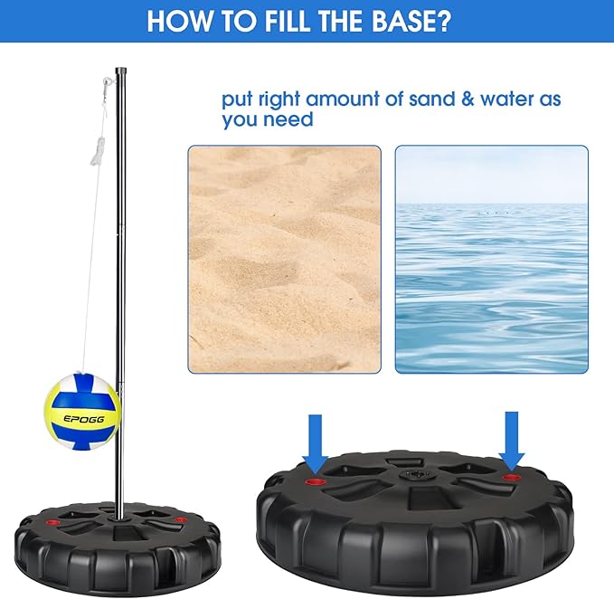 Tetherball Ball and Rope, Portable Tetherball Set with Sturdy Base, Tether Balls and Rope Set with Heavy Duty Poles for Backyard Family Kids Fun Outdoor Games