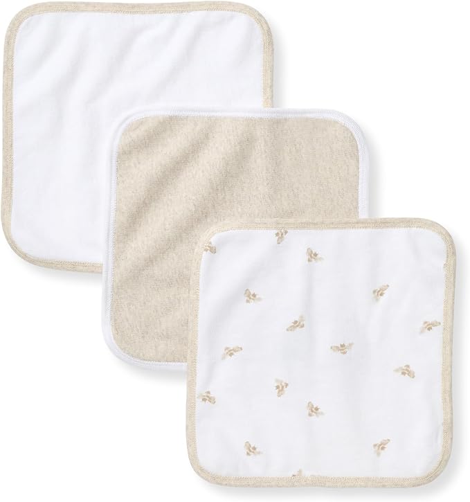 Burt's Bees Baby Washcloths for Infants, 100% Organic Cotton, Soft and Absorbent Knit Terry Face Towel, 9 x 9 in, 3-Pack