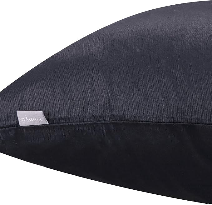 Thmyo 4-Pack 100% Cotton Comfortable Solid Decorative Throw Pillow Case Square Cushion Cover Pillowcase Sublimation Blank Pillow Covers Halloween DIY Throw Pillowcase for Sofa(26x26inch/66x66cm,Black)