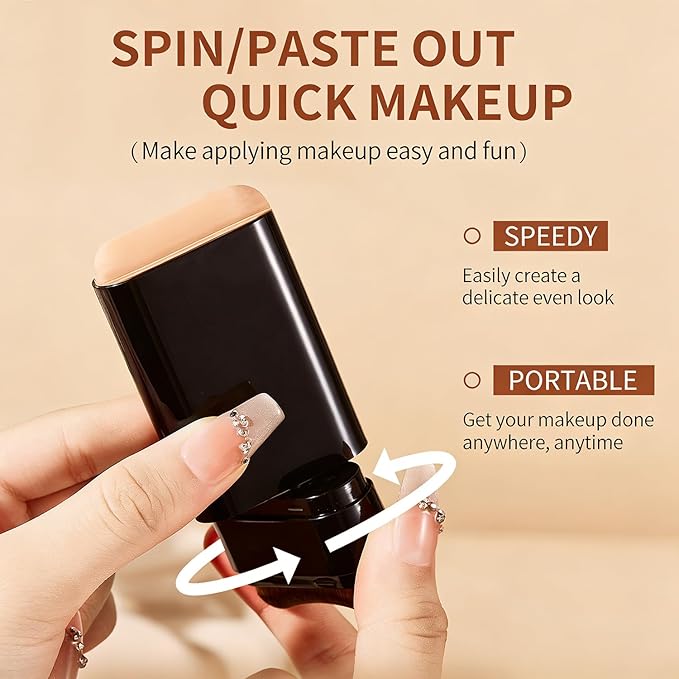 Flawless Hydrating Face Foundation Stick, Korean Lightweight Full-Coverage Cream-to-Matte Multi-Use Makeup for Dark Circles & Blemishes, Long-Wear Cream Stick with Brush (03#Pink Velvet)