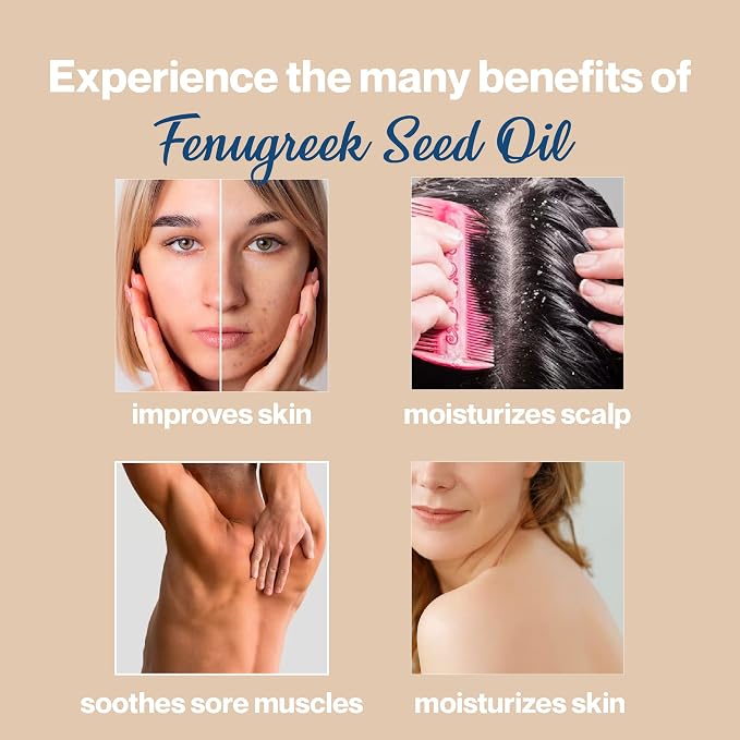Premium Egyptian Organic Fenugreek Carrier Oil - Cold Pressed, USDA Certified, Pure & Unadulterated - Perfect for Hair, Skin Care & Aromatherapy - 100% Natural - 16 fl oz