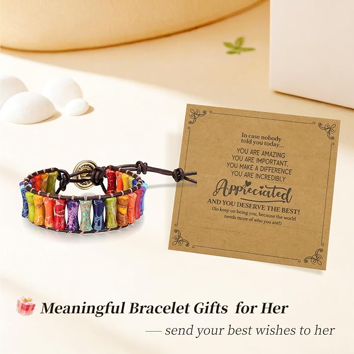 Inspirational Gifts Healing Bracelets for Women，Get Well Soon Encouragement Gifts for Women Friends Sister Mom，Handmade Natural Stone Healing boho Friendship Jewelry for women