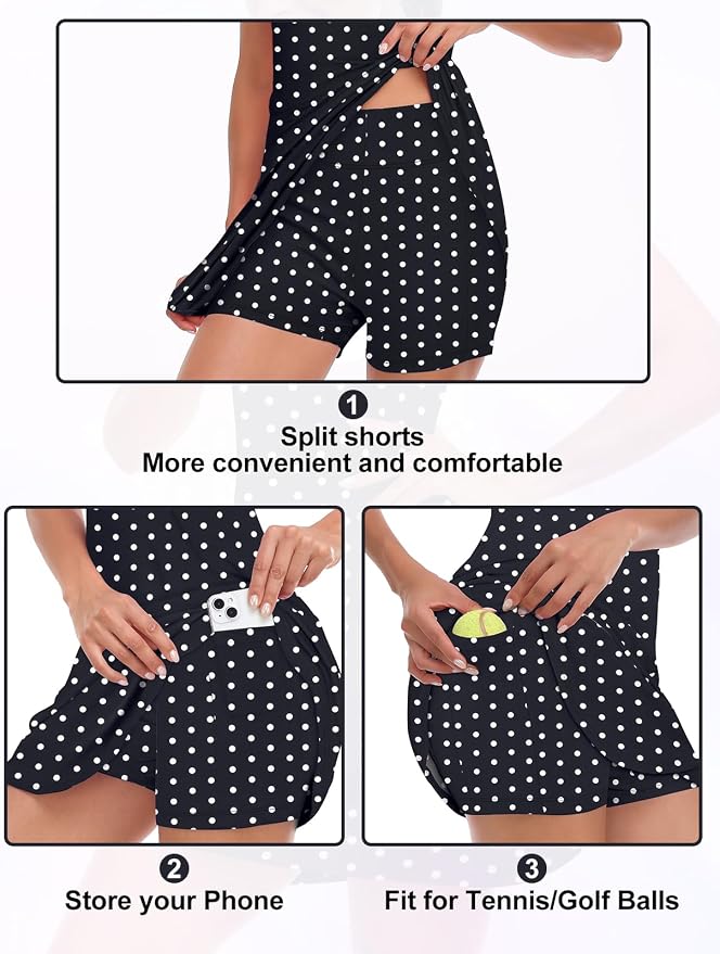 Viracy Tennis Dress for Women Sleeveless Golf Dresses with Shorts and Pockets Ruffle Zip Up Stand Collar Golf Outfits