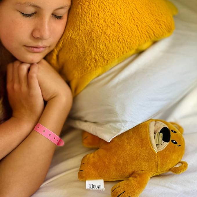 The Tooth Brigade Tooth Fairy Pillow | Stuffed Plush with Large Pocket Mouth for Lost Teeth, Treasures, Prizes - Fun and Interactive Plush, Perfect Kids, Boys, & Girls Gift (Tupelo Brown Bear)