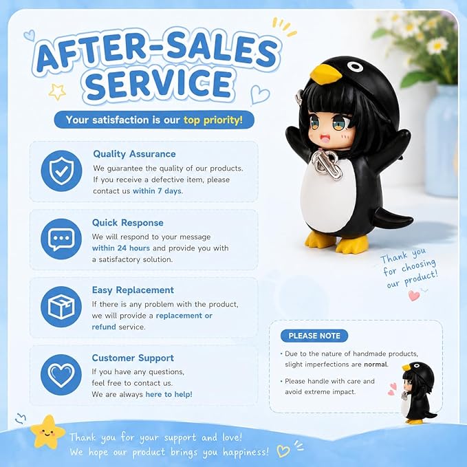 2.3in Anime gugugaga Penguin Figure Cute Penguin Costume Girl PVC Collectible Statue Kawaii Desktop Ornament for Desk Shelf Car Dashboard