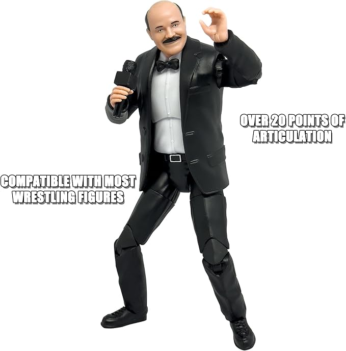Ultimate Classic Announcer Commentator with Deluxe Articulation for Wrestling Action Figures