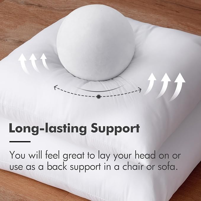 MIULEE 24x24 Euro Throw Pillow Insert for Couch Sofa Bed | Premium Virgin Filling, Soft Brushed Fabric, Decorative Pillow, Lumbar Back and Neck Support