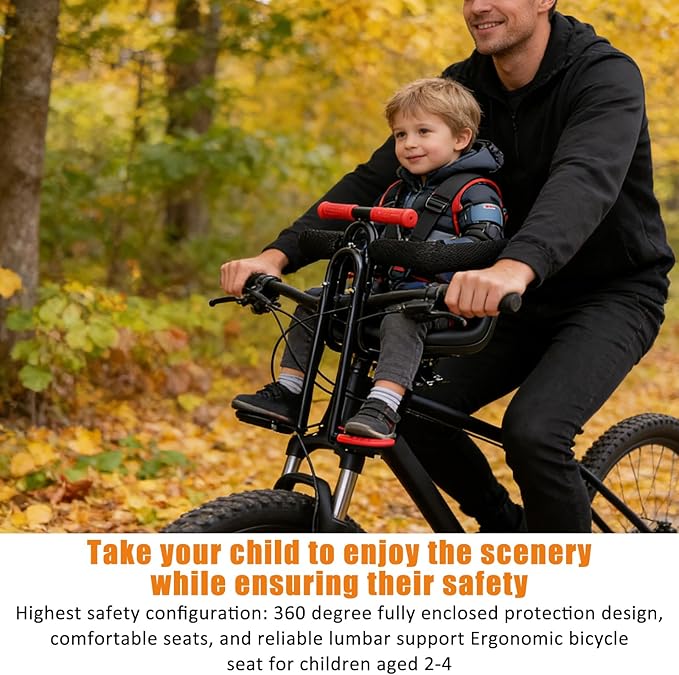 Brobear Kid's Bike seat Front Child Carrier Bike Chair for Bicycle Kids seat for Children Accompanying Children's Growth While Ensuring Safety 2~4 Years,Weight 55 lbs