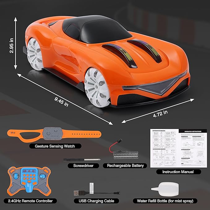 Remote Control Car for Boys Ages 6-12 – 4WD Gesture Sensing RC Stunt Car with 360° Rotation, LED Lights, Spray & Music – Cool Toy for Kids 7 8 9 10 11 Years Old – Best Christmas & Birthday Gift