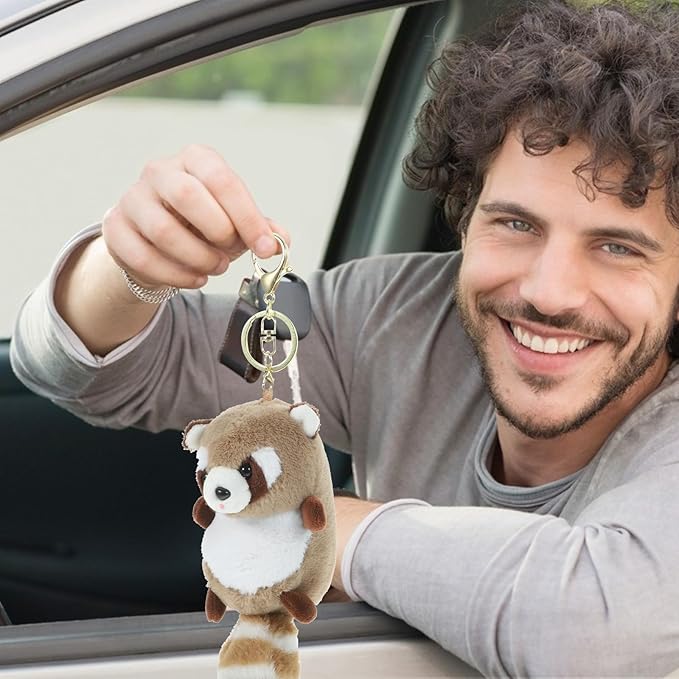 Raccoon Keychains Plush Stuffed Keychain Cute Soft Plush Raccoon Keychain Animal Pendant Toy Jewelry for Bag Purse