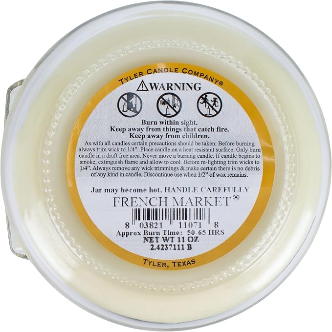 Elanze Designs Tyler Candle French Market Scented Aromatherapy Candle - 22 oz, 11 oz and 3.4 oz Glass Jar Bundle; Set of 3