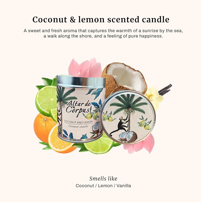 14 Oz Spring Candles for Home - Large Candle Coconut Lemon - Mothers Day Gifts - Luxury Candles for Men - Premium Soy Candle Blend - Bathroom Decor