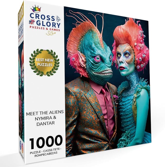 1000 Piece Jigsaw Puzzle for Adults - Cross & Glory - Meet The Aliens Series| Collectible Sci-Fi Illustration (Nymira and Dantar)