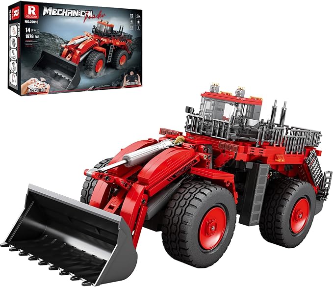 Bulldozer Building Blocks Set 22010, Engineering Vehicle Model Kit for Adults, Remote Control Excavator Toy with 4-Wheel Drive, Gifts for Kids Ages 14+, 1876 Pieces