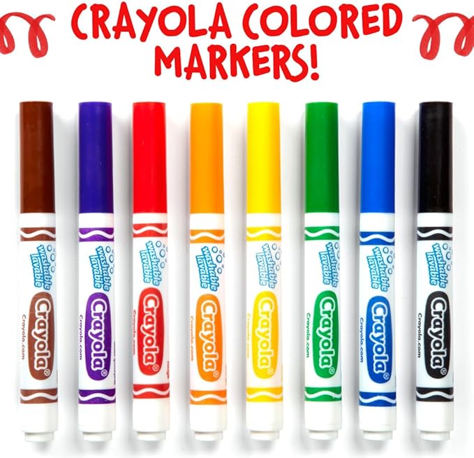 Crayola Broad Line Washable Markers, Broad Bullet Tip, Brown, 12/Box