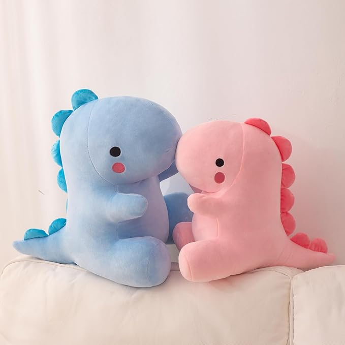 Plush Dinosaur Stuffed Animal, Cute Toys Anime Dinosaur Soft Throw Pillow Gift for Children Boys Girls Pink 18.5 inch