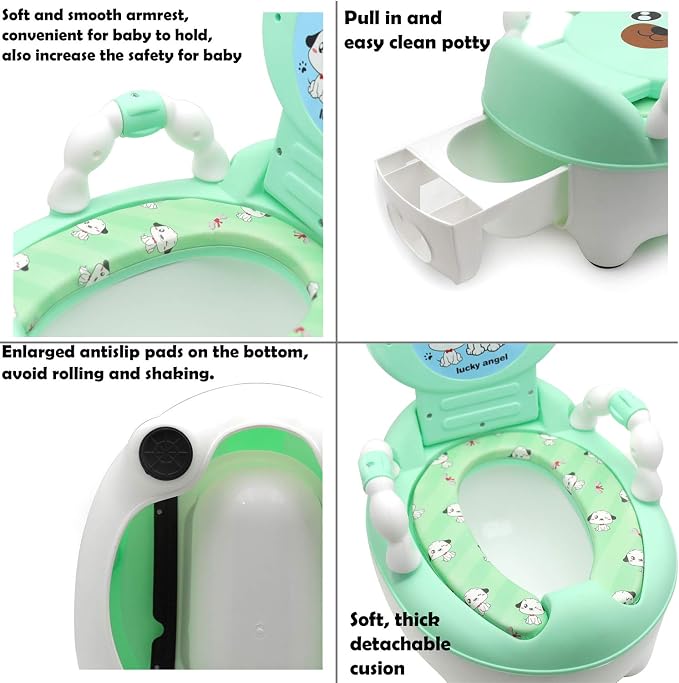 SMT- Baby Kids Portable Bear Grean Potty Training Seat Toddler Portable Lovely Toilet Seat Stool Chair [P/N: ET-BABY003-GREEN]