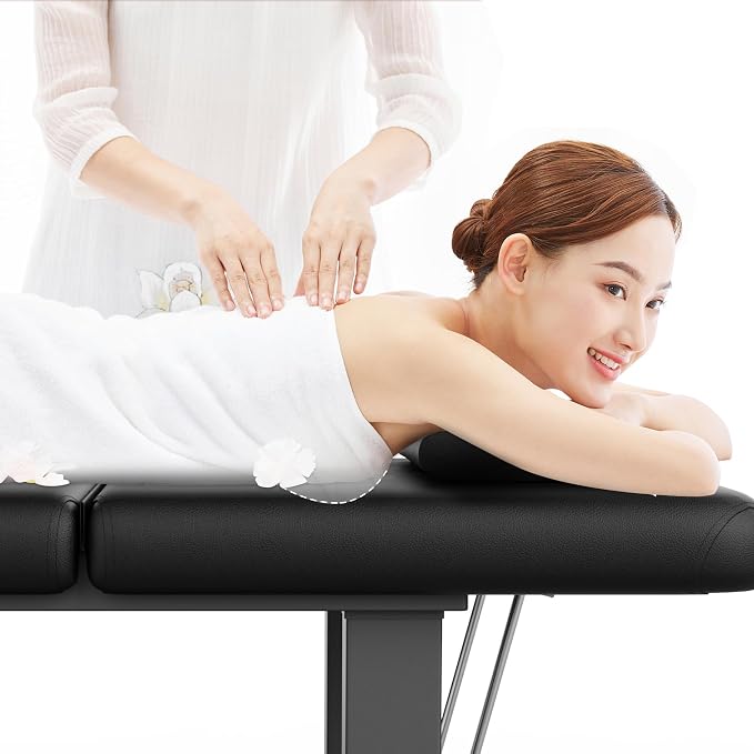Dolonm 700LBS Heavy Duty Stationary Massage Table with Open-Chest & Headrest for Treatment, Physical Therapy, Spa Facial Professional Massage Bed, Thickening Metal Frame - Adjustable Backrest