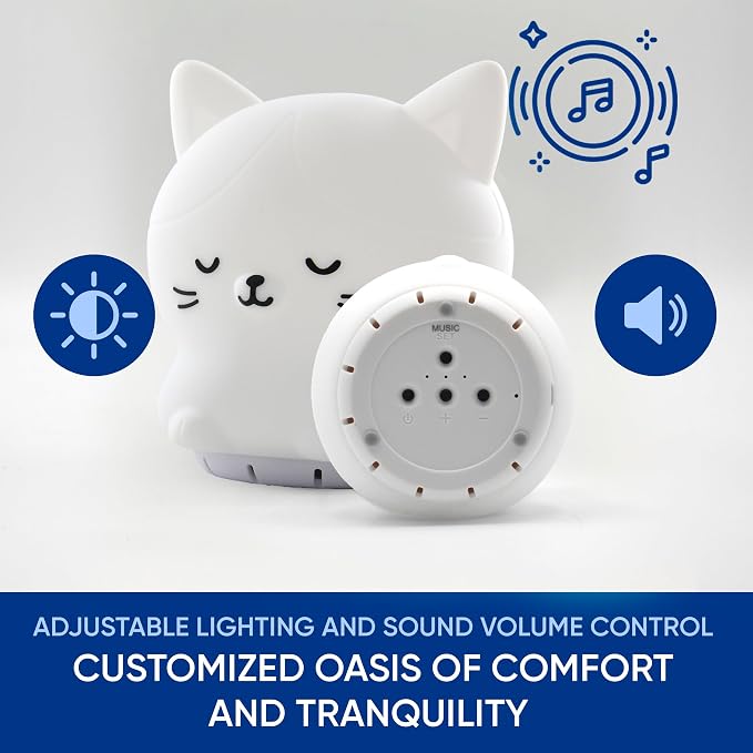 Mindfulness 'Breathing Kitty' | 4-7-8 Guided Visual Meditation Breathing Light | 3 in 1 Device with Night Light & Noise Machine for ADHD Anxiety Stress Relief Sleep - Gift for Kids Adult Women Men