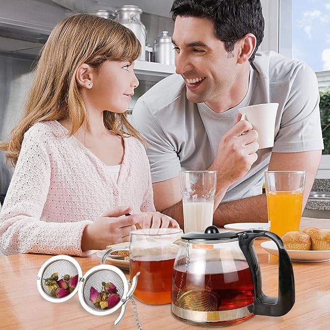 2Pcs Stainless Steel Tea Infuser Strainer, 2.04 Inch Metal Fine Mesh Tea Spice Ball for Loose Leaf Tea, Tea Filter with Chain Hook, Tea Interval Diffuser for Spices, Seasonings