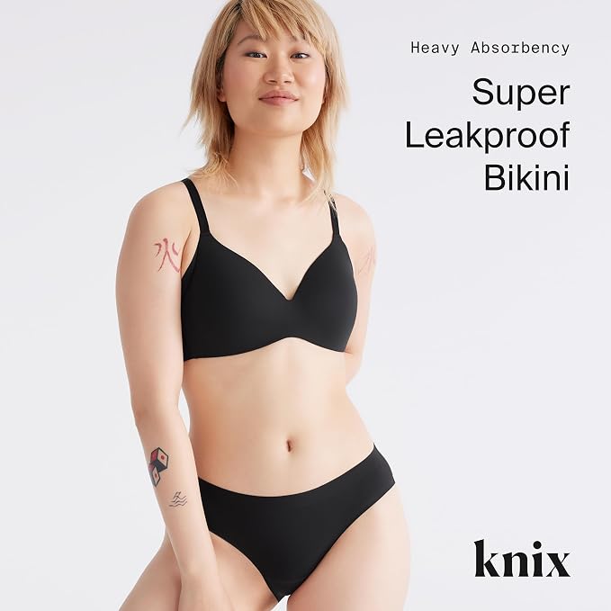 KNIX Women Leakproof Period Underwear No-Show Bikini 3-Pack – Heavy Flow Protection, Absorbs 4–7 Super Tampons