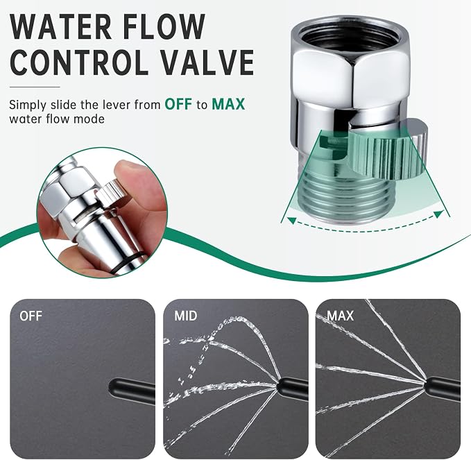 Shower Enema System with 100 Inches Hose, Diverter, Water Control Valve for Men and Women Portable Cleaning, Enema Nozzle Kit Cleaner Attachment（Matte&Chrome