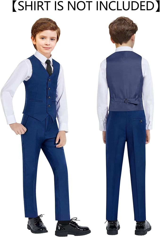 Happy Dolphin Boys Suit Set Modern Fit Kids Suits Adjustable Waist Boys Wedding Outfit for Boy Communion Suits for Boys