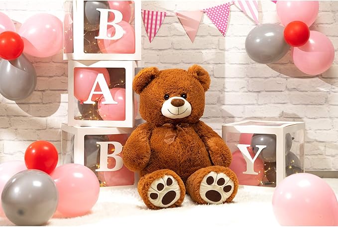 HollyHOME Teddy Bear Stuffed Animal Plush Giant Teddy Bears with Footprints Big Bear 36 inch Brown