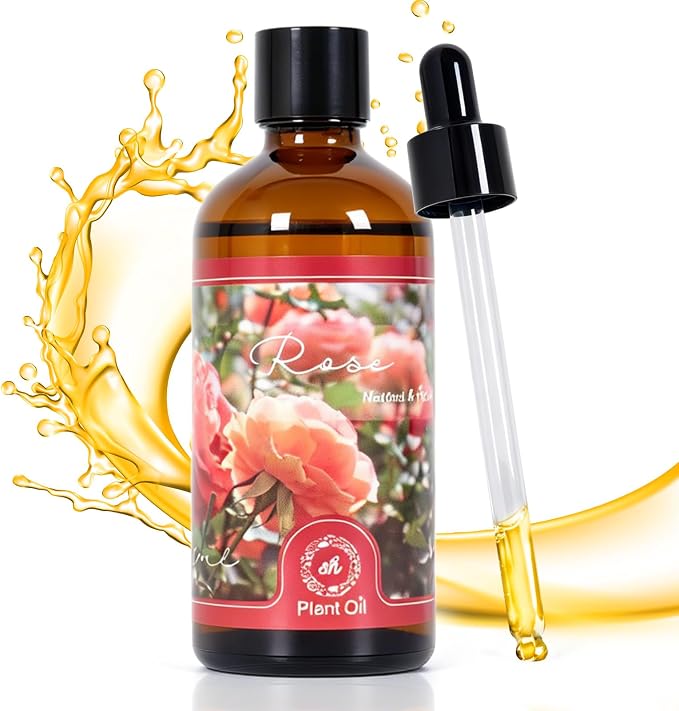 Essential Oil Rose 3.38 fl oz with Glass Dropper, Pure Fragrance Oils | Natural Essential Oils for Diffusers for Perfect for Diffuser, Home, Yoga, DIY Candle and Soap Making - 100ml