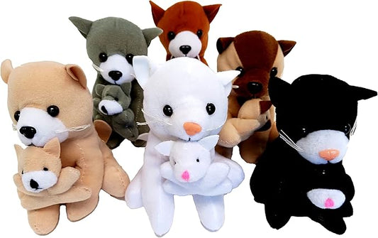 Plush Dogs and Cats Holding Their Babies (6 Cats Holding Kittens)