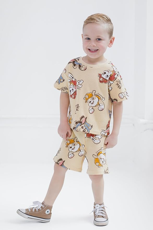 Paw Patrol Waffle Knit T-Shirt and Shorts Outfit Set Newborn to Little Kid Sizes (0-3 Months - 5)