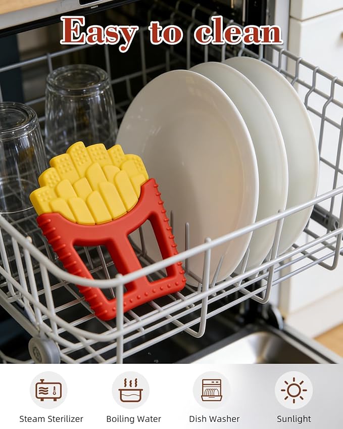 Chuya French Fry Teether Baby Toys 0-6 6-12 12-18 Months,French Fries Shape Teething Toy Baby Teething Relief Infant Toys Sensory Toys for Babies Soothes Sore Gums Boys Girls Gift Easy-Grasp