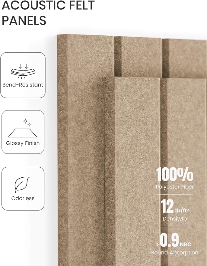 Fluxynara 48" x 36" Large Felt Bulletin Board, Taupe | 12 Pack Cork Board Alternative with 60 Safe Adhesive Tabs, Pin Boards for Wall Decor, Home, Office, Classroom,Dorm