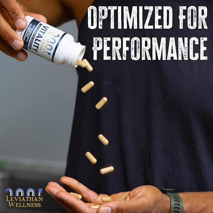 Vitality – Testosterone Support Formula | Fenugreek (500 mg), Fadogia Agrestis (300 mg), Shilajit, Tongkat Ali, Ginger, Ashwagandha | 60 Capsules, 30 Servings | Made in the USA