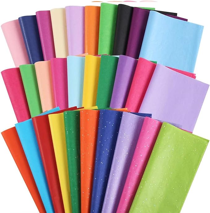 3 Otters 150 Sheets Tissue Paper, 14x20 Inch Tissue Paper for Gift Bags 30 Colors Gift Wrap Supplies Bulk for Crafts Party Decorations Art Projects