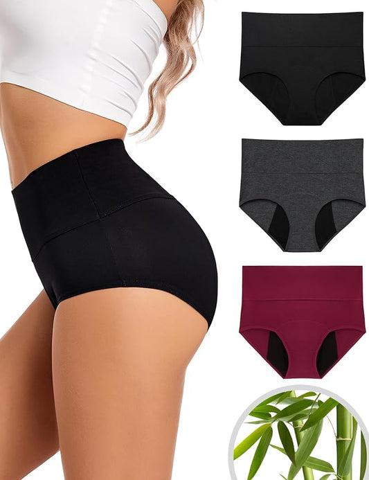 ECO PERIOD Heavy Flow Period Underwear for Women Leakproof Period Panties | Menstrual Underwear for Teen, All-Day Long - Overnight Protection, Women's Postpartum High Waist Brief, Absorb up to 50ML