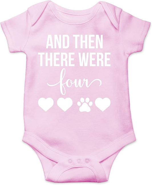 AW Fashions And Then There Were Four Baby Bodysuit Cute Newborn Boy Outfit Funny Baby Romper Girl Clothes
