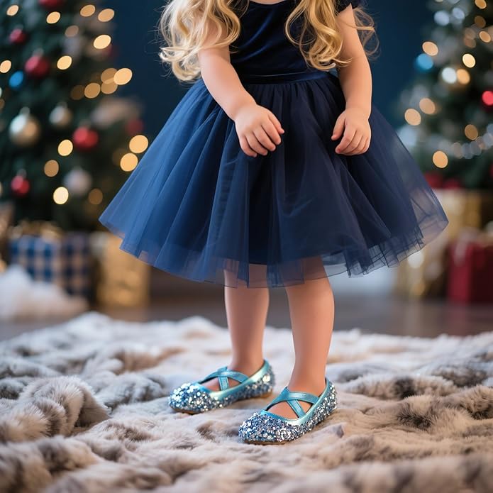 THEE BRON Mary Jane Ballet Flats - Girls' Dress Shoes with Hook & Loop Closure