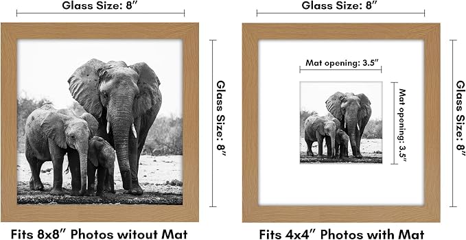 Americanflat 8x8 Picture Frame with Shatter-Resistant Glass - Use as 4x4 Frame with Mat or Display 8x8 Photo Without Mat - Signature Collection - Square Frames for Tabletop and Wall - Dark Oak | Shatter-resistant glass, wall or tabletop display with in...