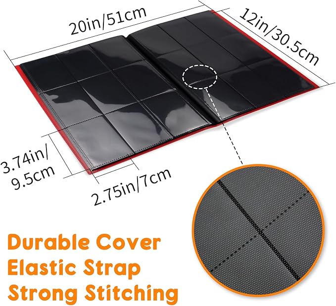 Card Binder 9 Pocket, PP Cover Trading Card Binder for 360 Cards, Sturdy Card Collection Album, Card Holder Folders for MTG, TCG, Game Cards & Sports Cards,Red