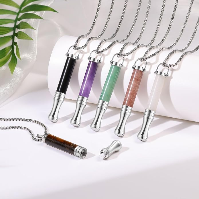Breathing Necklace, Natural Stone Breathe Free Necklace Classic Shift for Stress Relief, Anxiety Necklace Mindful Breathefree Tool for Calm, Portable Wellness Gift for Adults