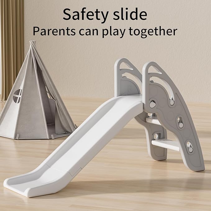 Toddler Slide Large Play Climber Slide PlaySet with Extra Long Slipping Slope Indoor Slide Kids Slide Toddler Playground Toddler Slide Outdoor Toys for Toddlers (Grey)