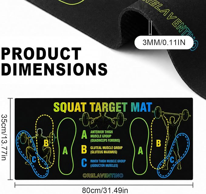 Squat Mat with Foot Position,Non-Slip Workout Mat for Squats & Leg Exercises, Improves Muscle Activation & Knee Support, Home Gym Fitness Mat,30 * 13.8"inch Squat Pad