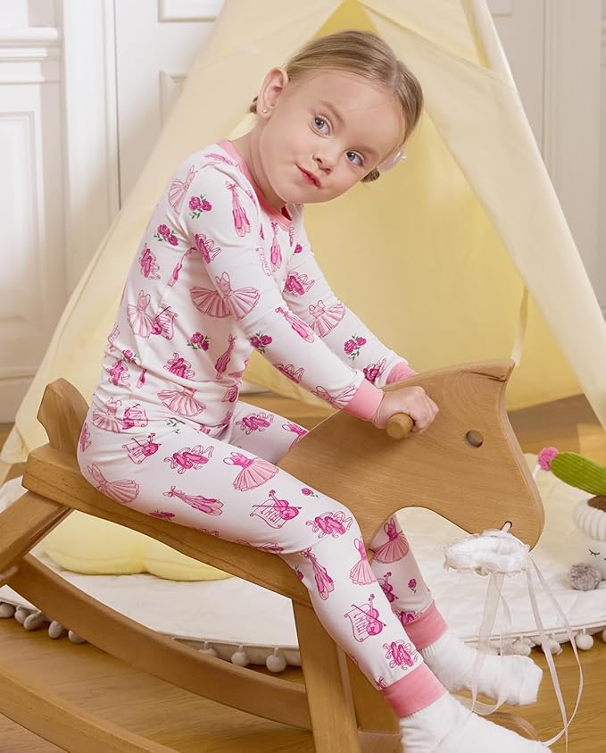 Bamboo Viscose Toddler Girls Kids Pajamas Unicorn Mermaid Pjs Long Sleeve Snug fit 12M-8Y 2pcs Soft Jammies